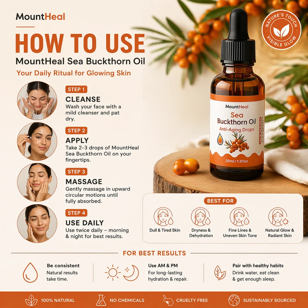 100% Pure Sea Buckthorn Oil - Cold-Pressed, Pure & Nutrient-Rich